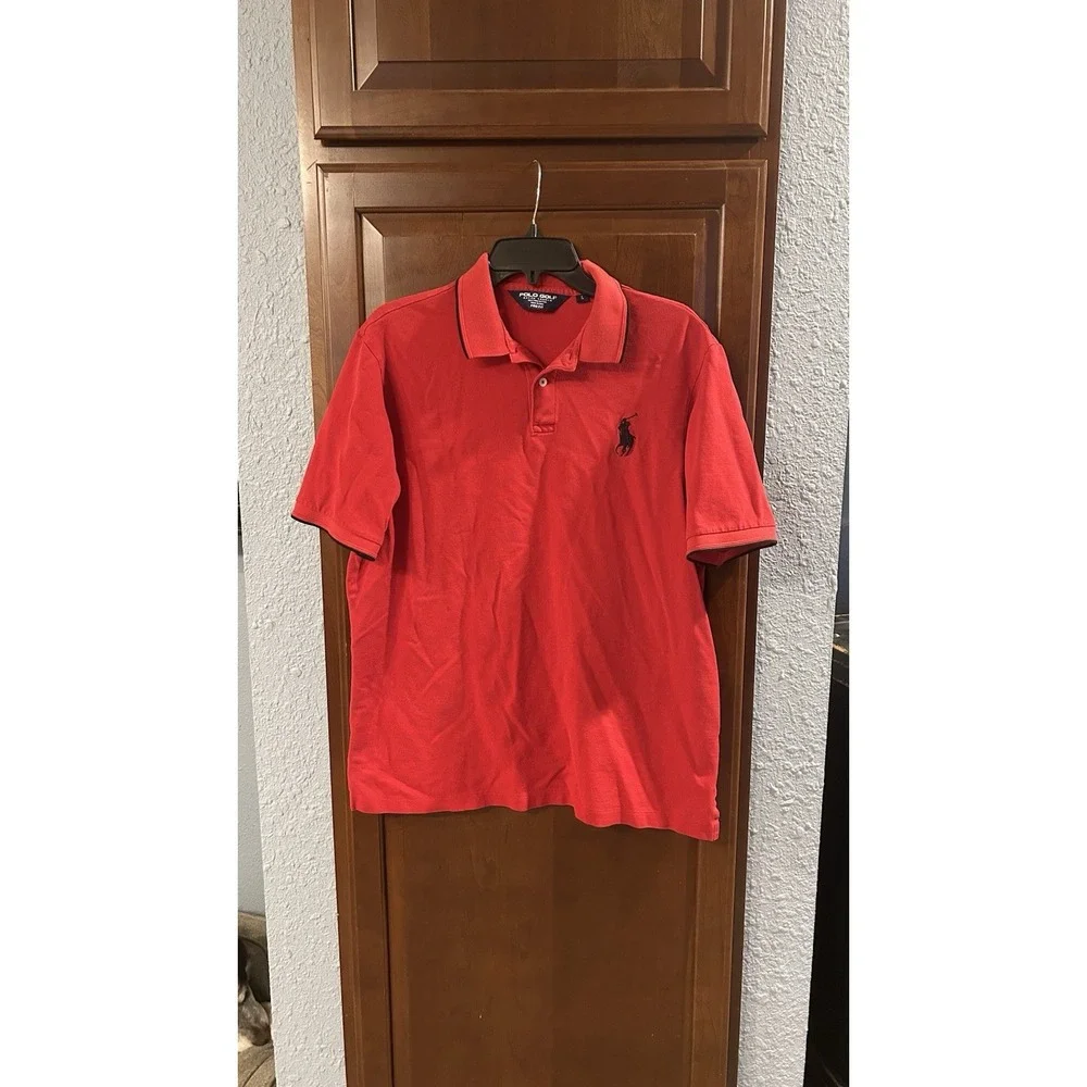 Polo Ralph Lauren Golf Shirt Men's Large Red Short Sleeve Big Pony Preppy Casual